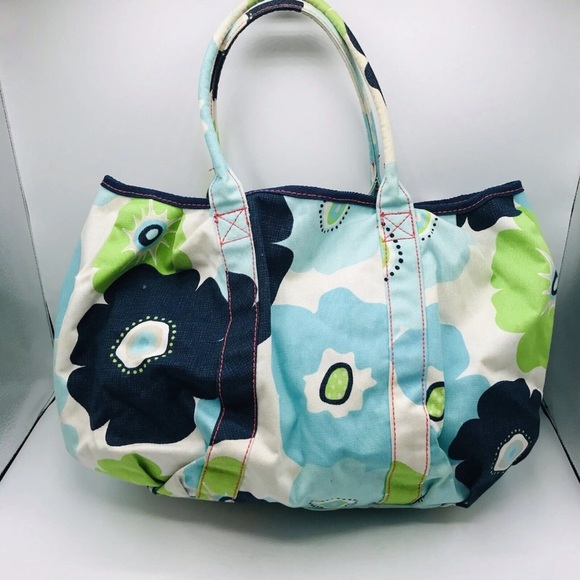 thirty-one Handbags - Thirty-One Canvas Floral Beach Tote | Water-Resistant Lining | Snap Closure